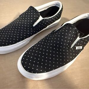 Vans Women’s or Men’s Black and White Polka Dot Slip-On Shoes